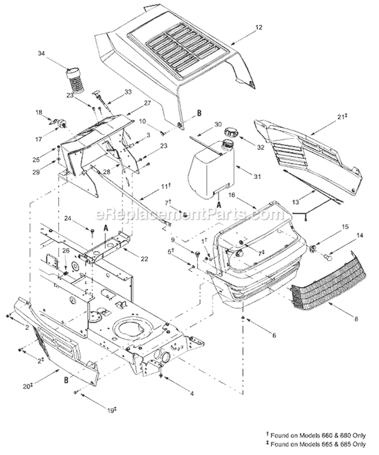 Page F Diagram and Parts List for 13AD685G000 2004 Yard Machines Lawn Tractor